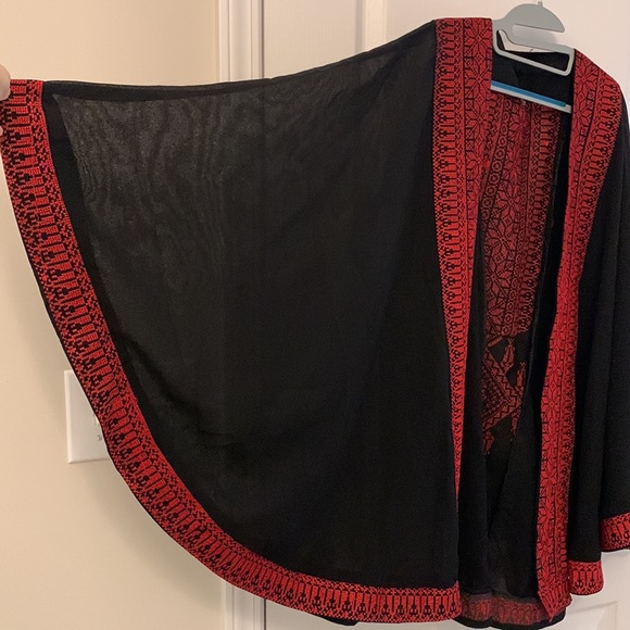 Arab Traditional Red Tatreez (Embroidery) Cape Jacket - Picture 14 of 17